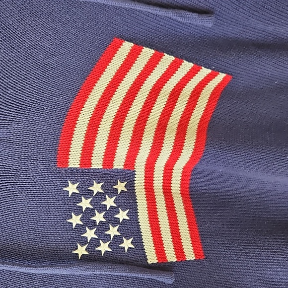 🇺🇸BRIT NY| 100% Cotton American Flag Navy Hooded Sweater| W Sz. XL| Americana - Picture 3 of 8